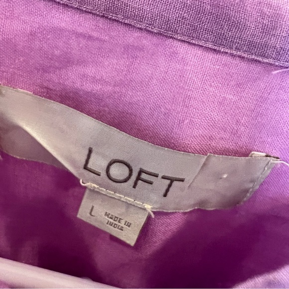 Ladies Large Set of 2 Like NEW Blouses: Loft Lavender + GAP Navy Dot - Picture 3 of 14